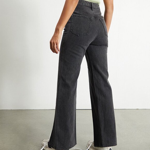 PacSun Eco Washed Black Slit Boyfriend Wideleg Flare Jeans sz 26 NWT - Picture 4 of 14